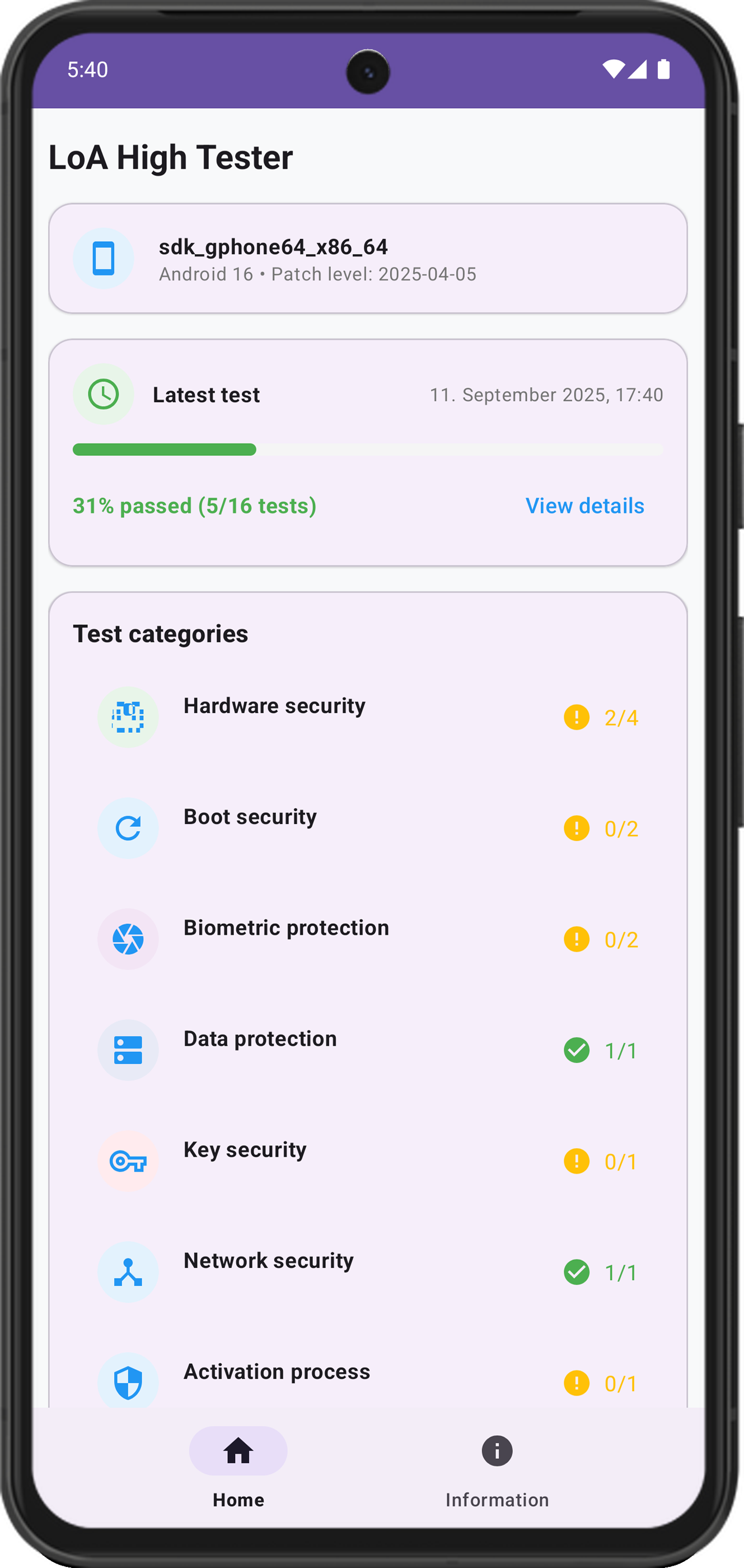 LoA High Tester App Dashboard